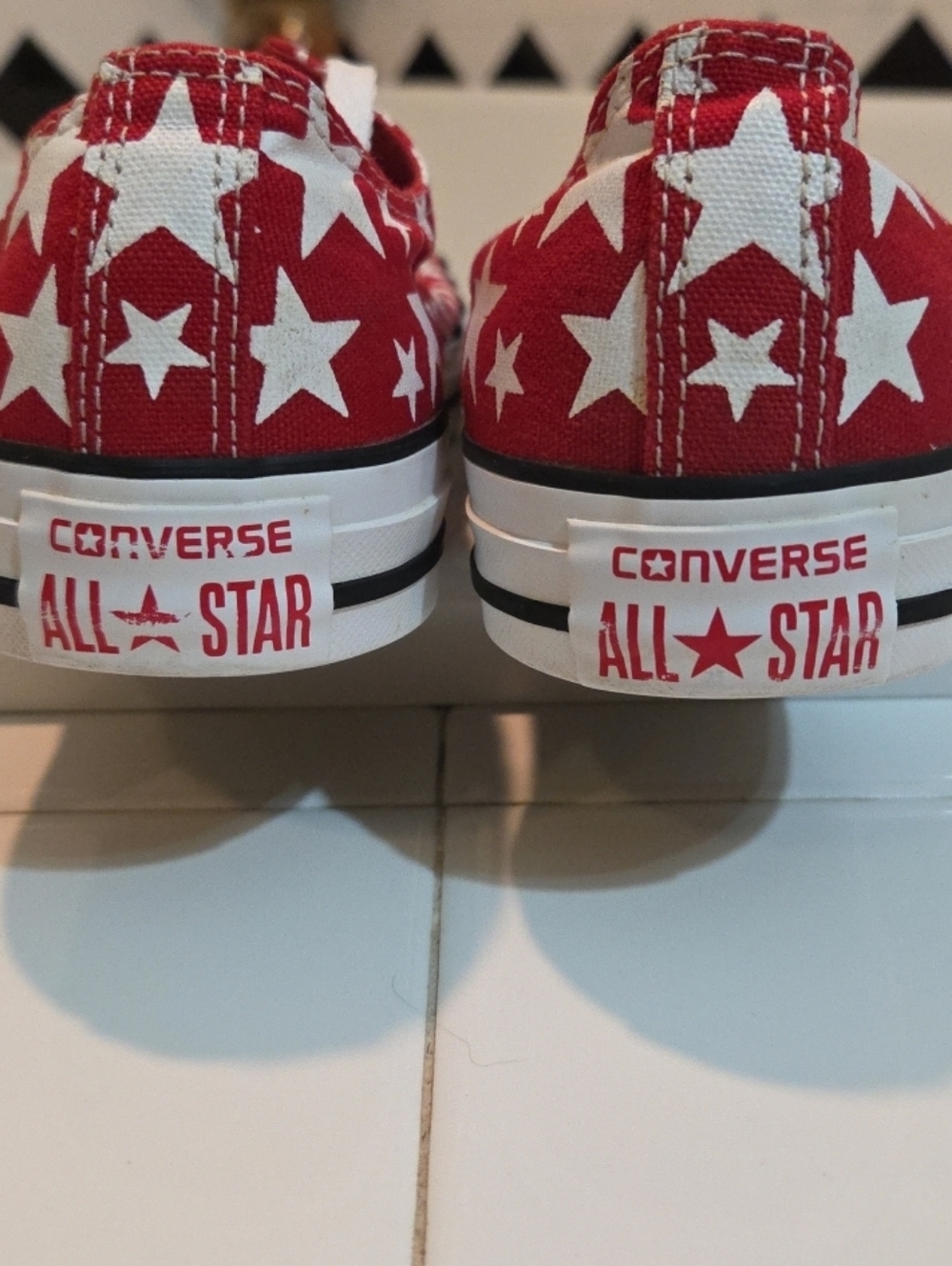 Converse All Star Red White Stars Low Top Sneakers Men's Sz 8 Women's 10 Chuck T - Picture 6 of 13